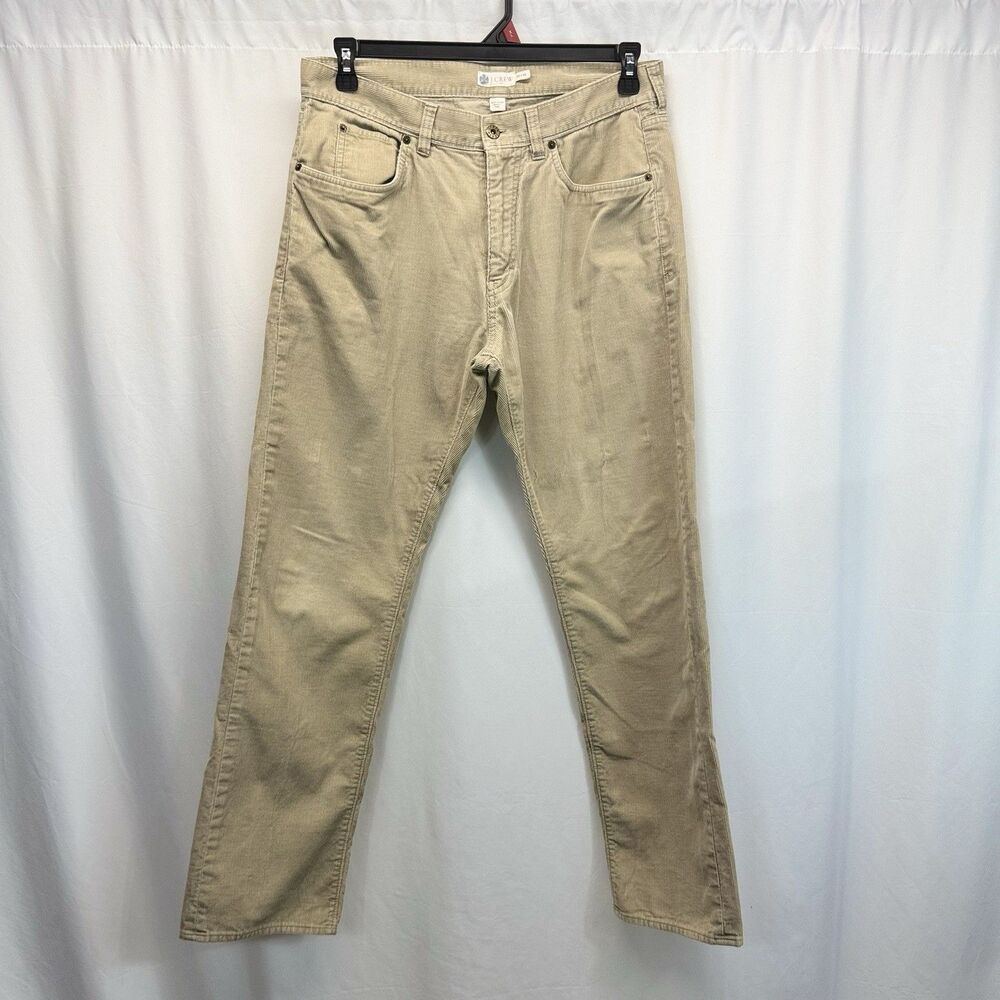 J Crew Corduroy Pants Mens 33x32  Brown Tan Straight Preppy Casual Academia